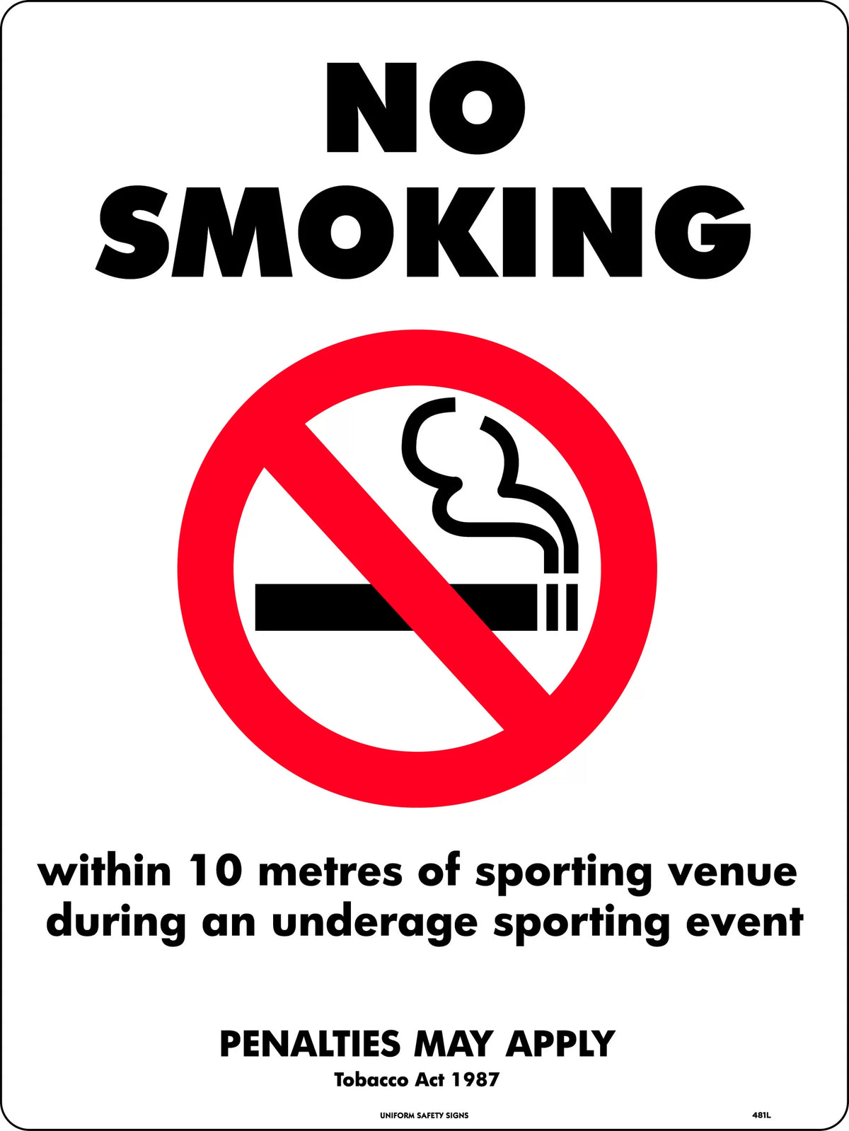 300x225mm No Smoking Sign | Sporting Venues | Uniform Safety Signs