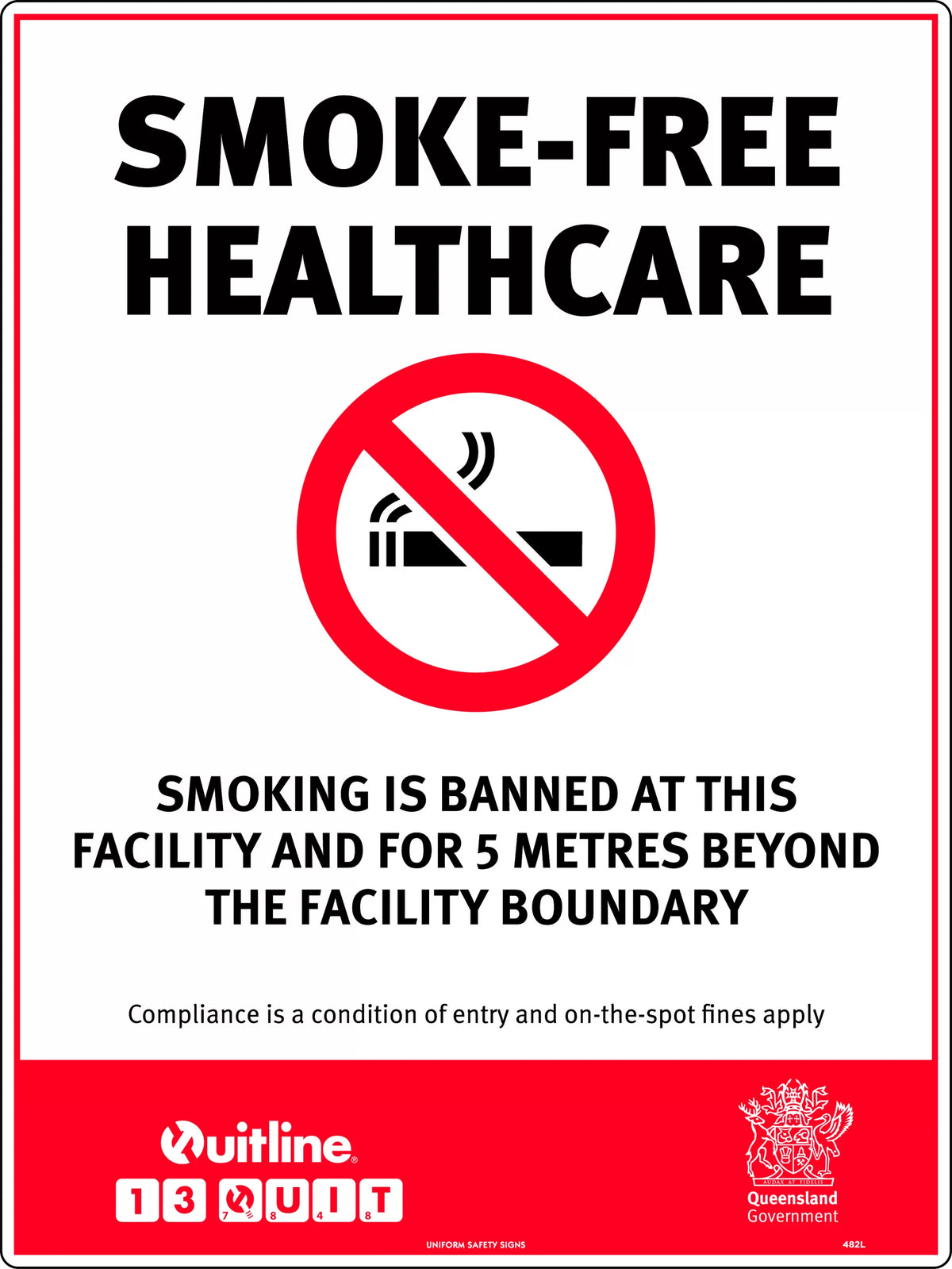 140x120mm Smoke Free Healthcare Sign | Medical Facilities | Uniform Safety Signs