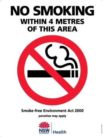 4 Metre No Smoking Sign | NSW Site Compliance | Uniform Safety Signs