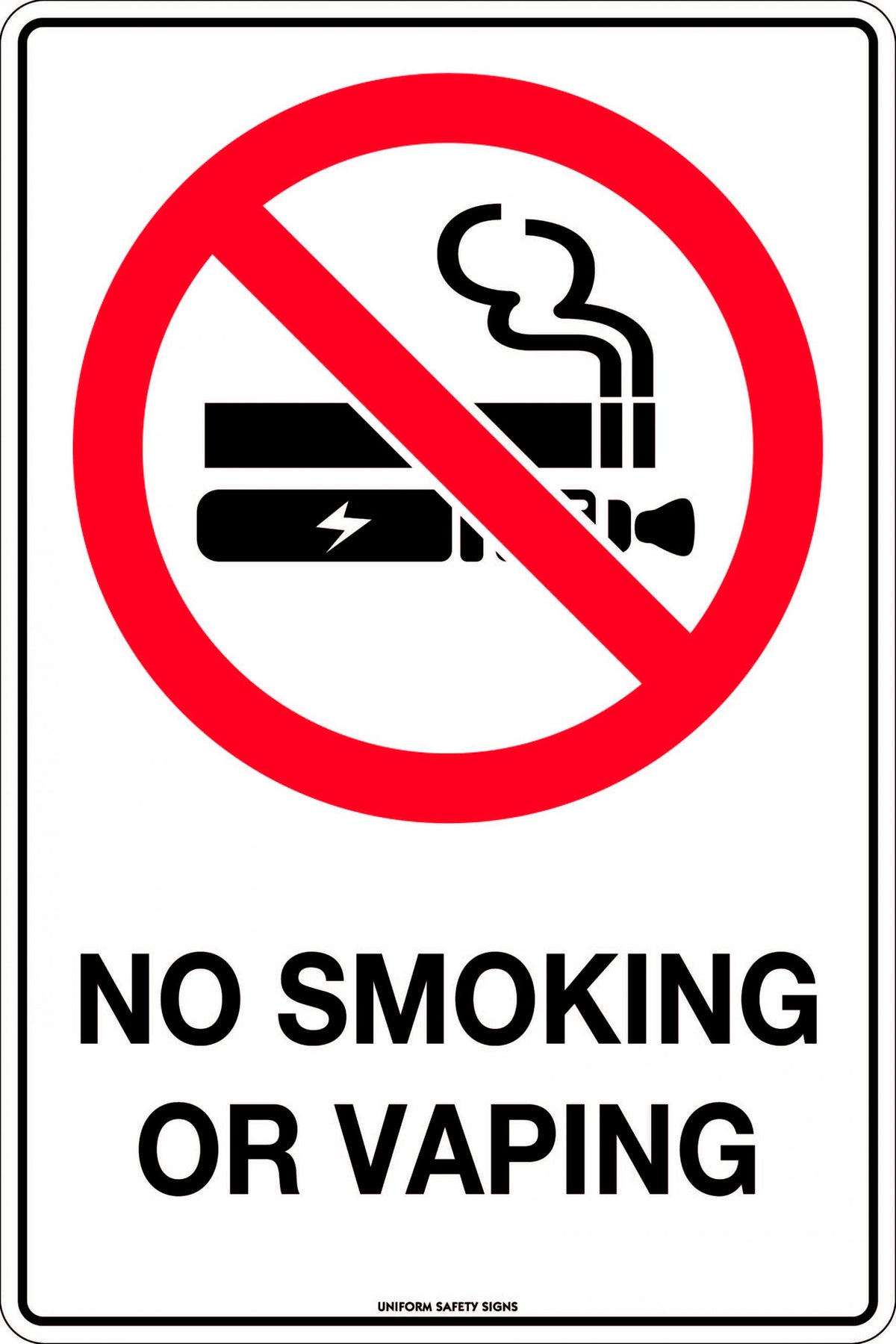 600x400mm No Smoking or Vaping Sign | Industrial Sites | Uniform Safety Signs