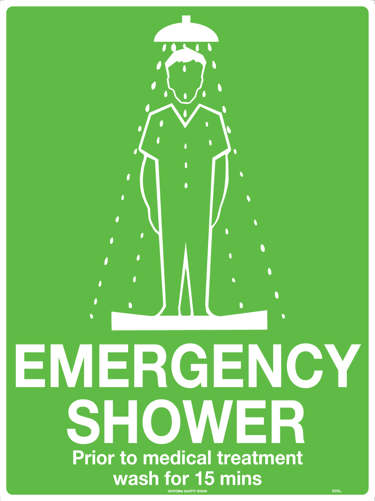 450x300mm Emergency Shower Sign | Industrial Sites | Uniform Safety Signs