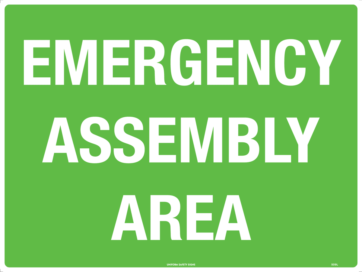 Metal Emergency Assembly Area Sign | Site Evacuations | Uniform Safety Signs