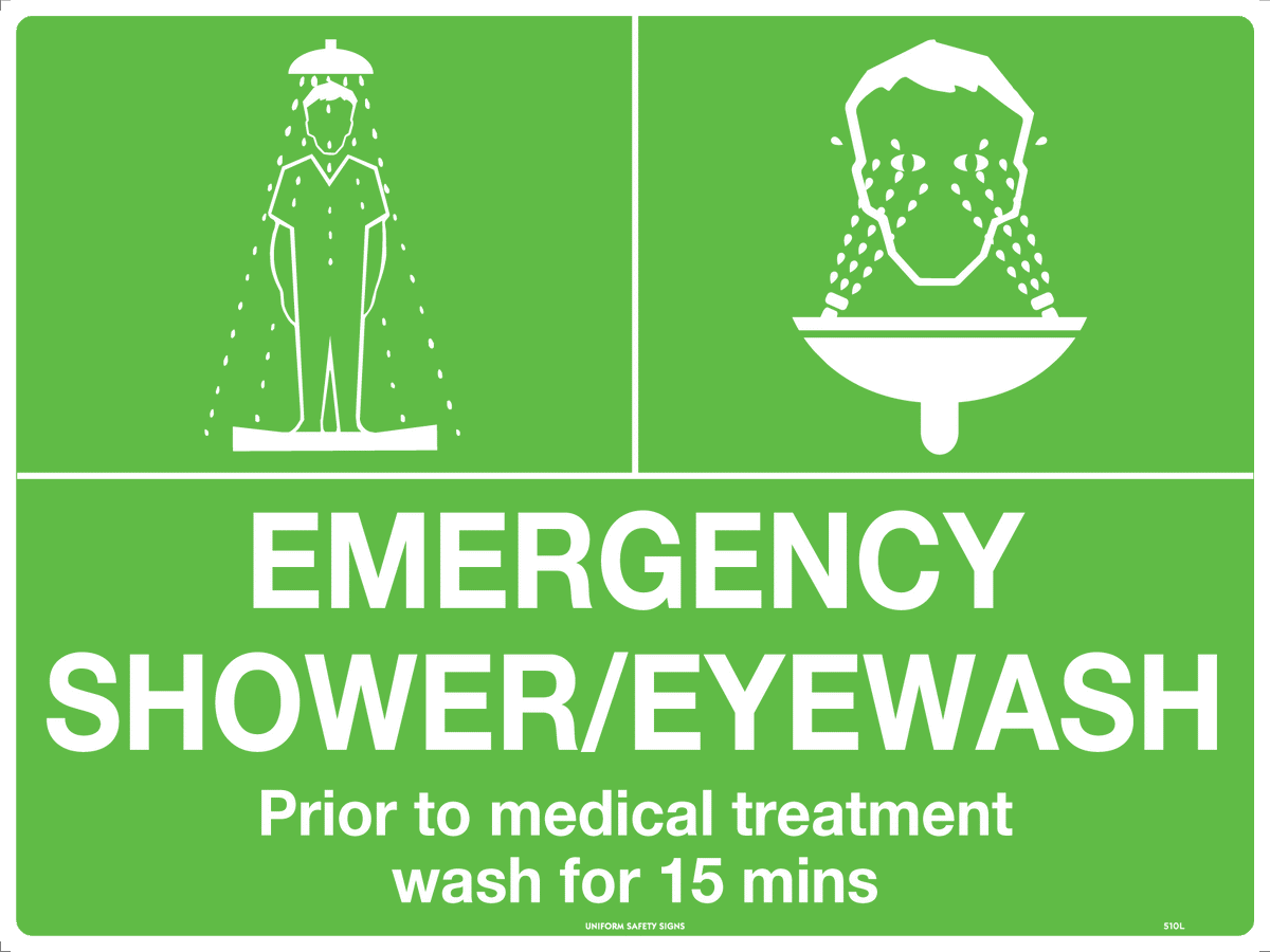 600x400mm Metal Emergency Shower Sign | Industrial Sites | Uniform Safety Signs