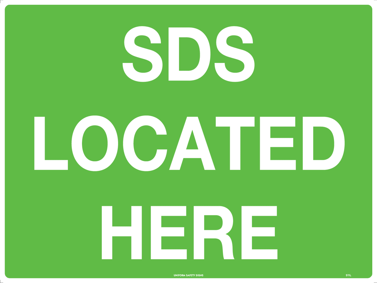 Self Adhesive SDS Located Here | Chemical Storage | Uniform Safety Signs