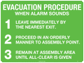 Self Adhesive Evacuation Procedure | Site Safety | Uniform Safety Signs