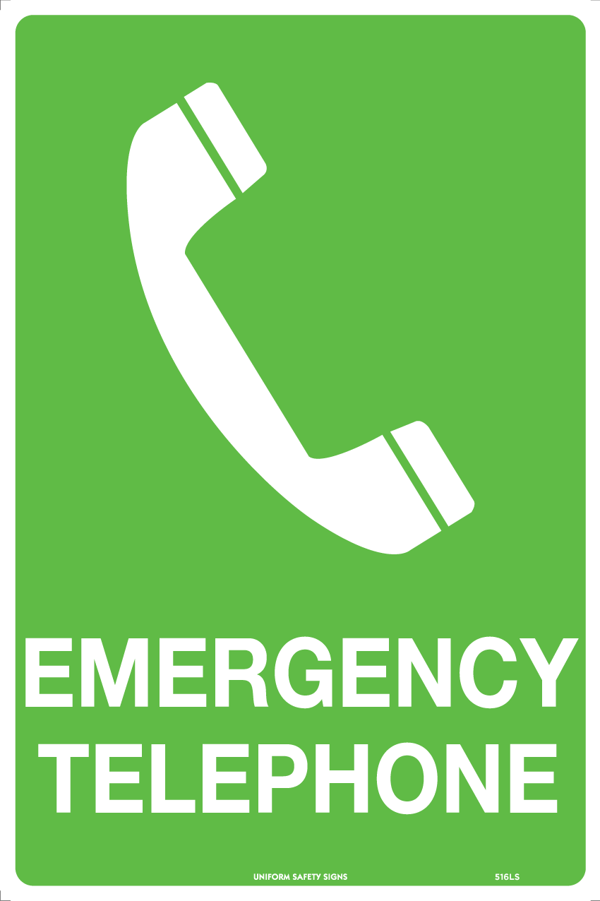 Poly Emergency Telephone Sign | First Aid Stations | Uniform Safety Signs