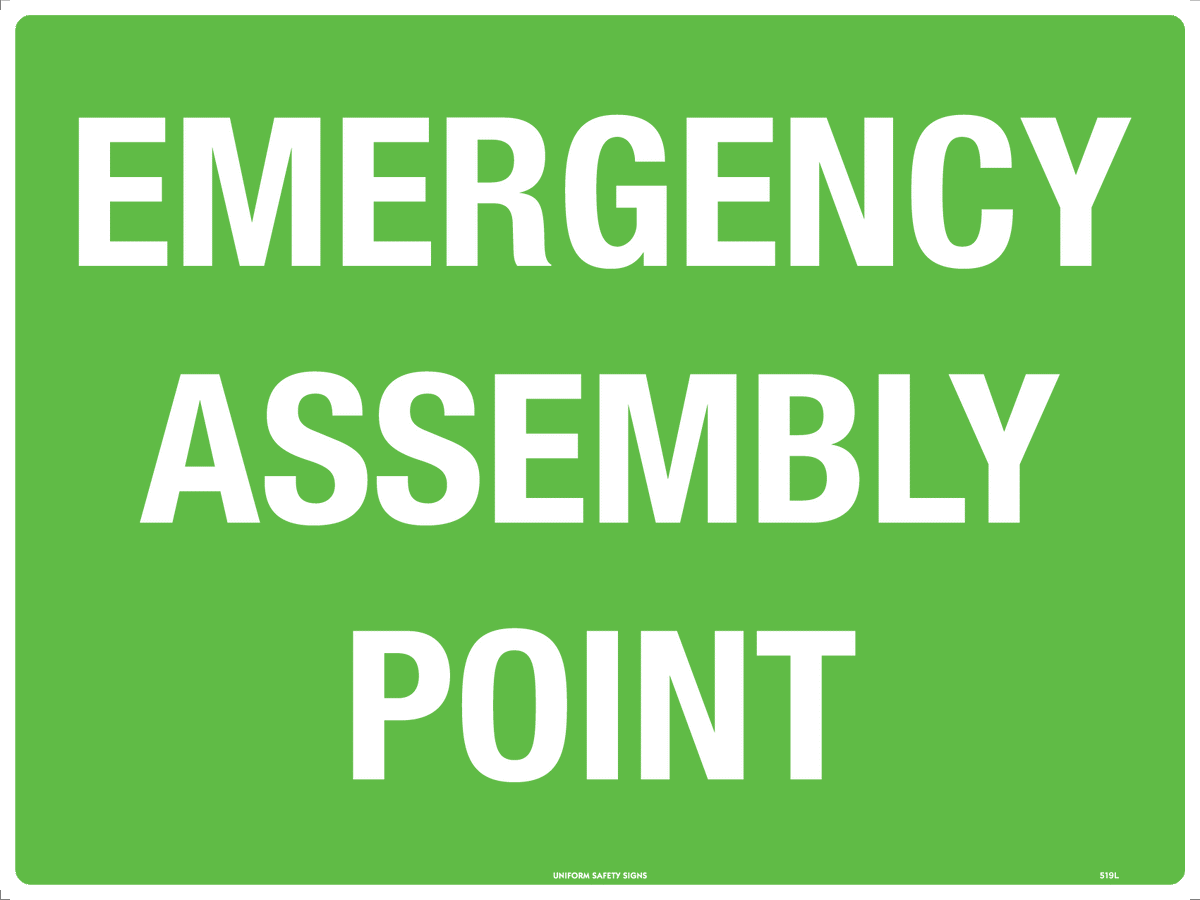 Metal Emergency Assembly Point | Site Evacuation Areas | Uniform Safety Signs