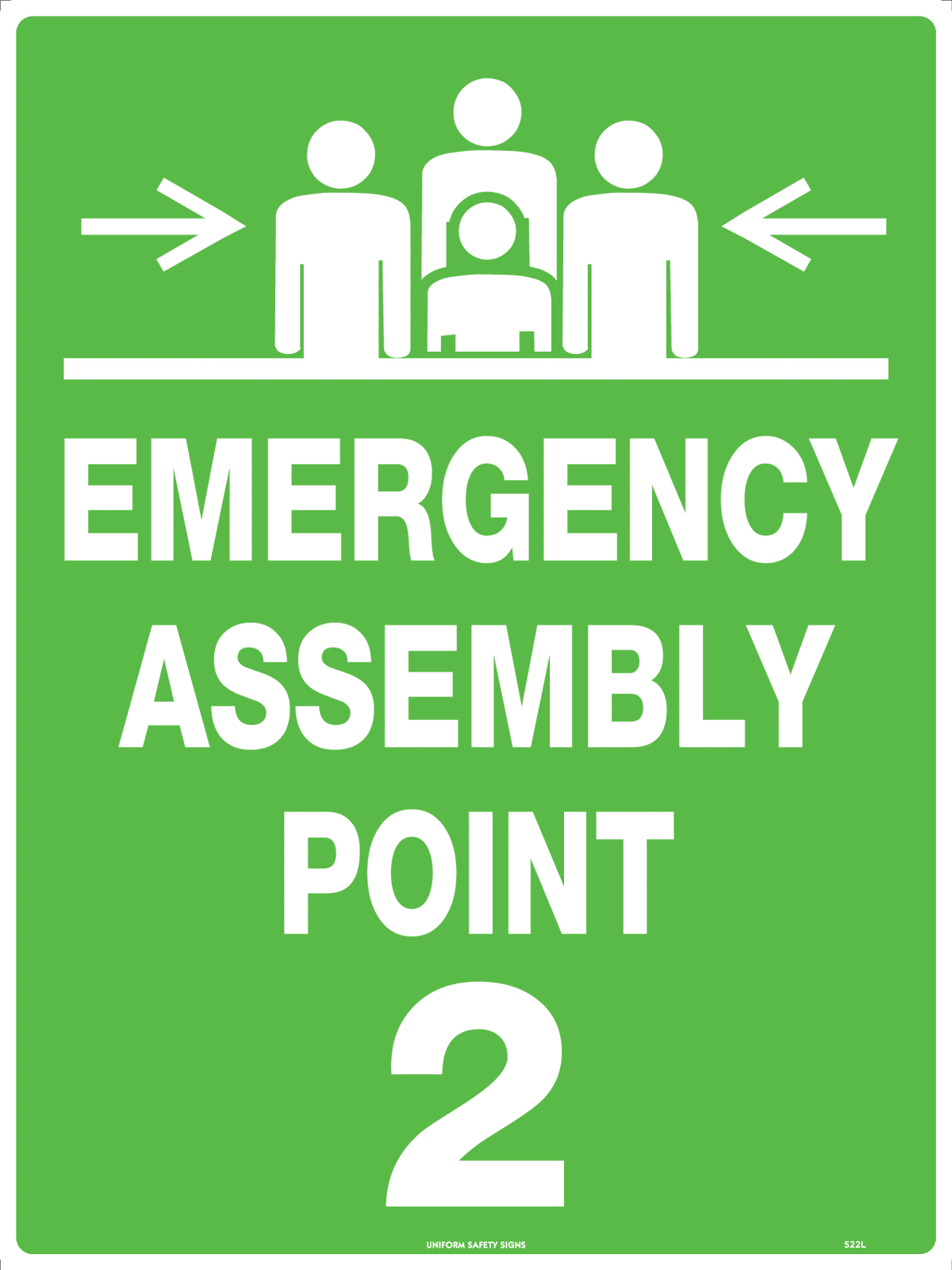 Metal Emergency Assembly Point Sign | Site Evacuations | Uniform Safety Signs