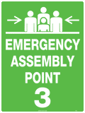 Metal Emergency Assembly Point 3 | Site Evacuations | Uniform Safety Signs