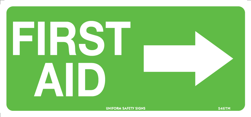 Poly First Aid Right Arrow Sign | Medical Station Wayfinding | Uniform Safety Signs