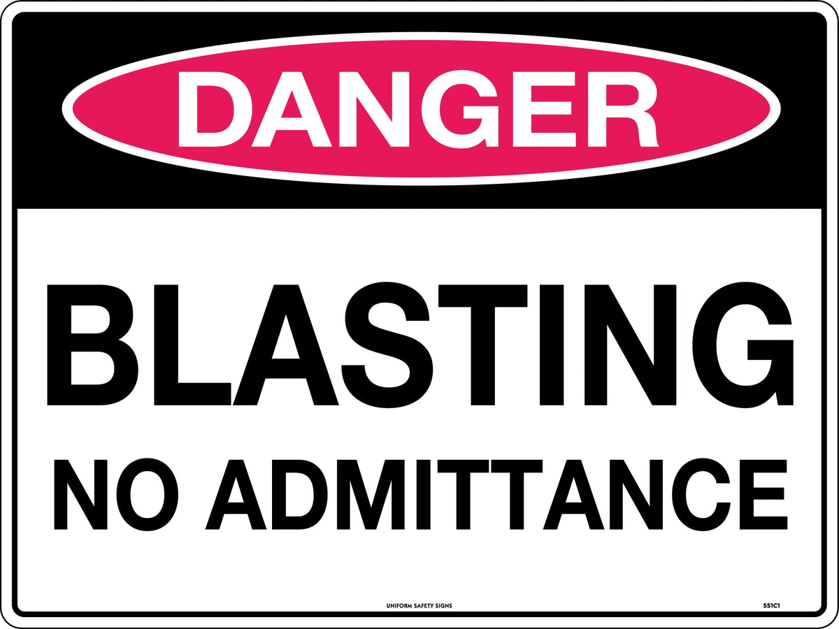 600x400mm Blasting Danger Sign | Mining and Quarry Sites | Uniform Safety Signs