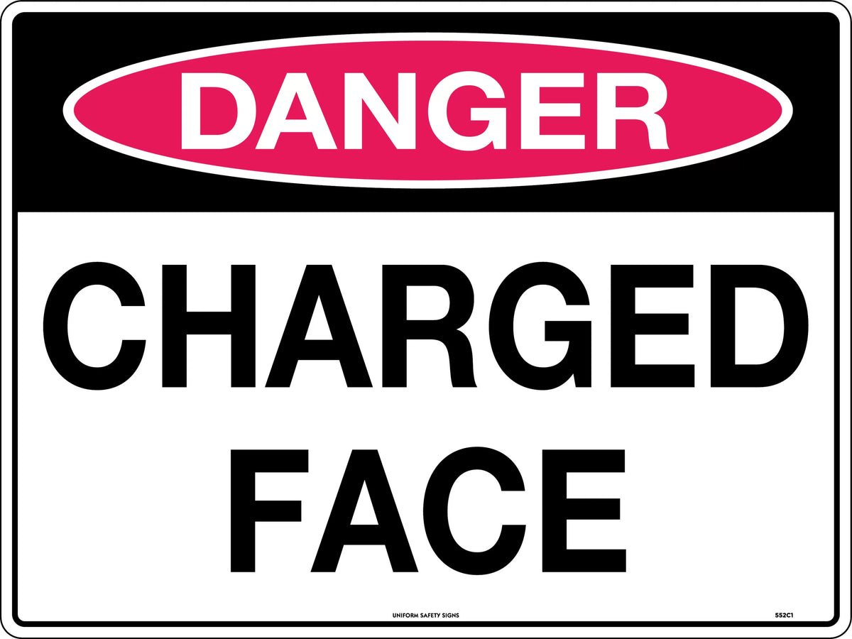 Metal Danger Charged Face Sign | Mining and Construction | Uniform Safety Signs