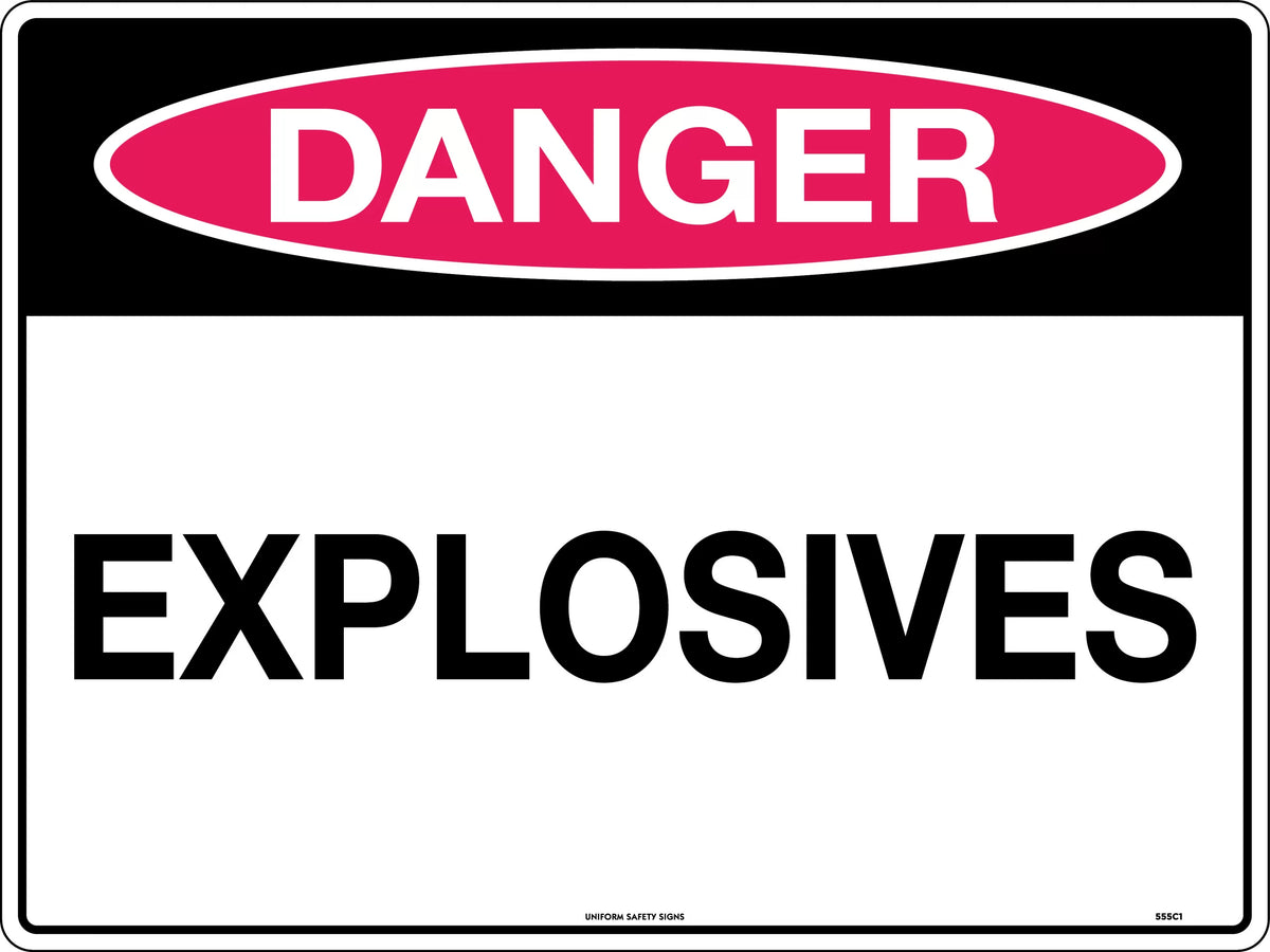 Metal Danger Explosives Sign | Mining & Construction | Uniform Safety Signs