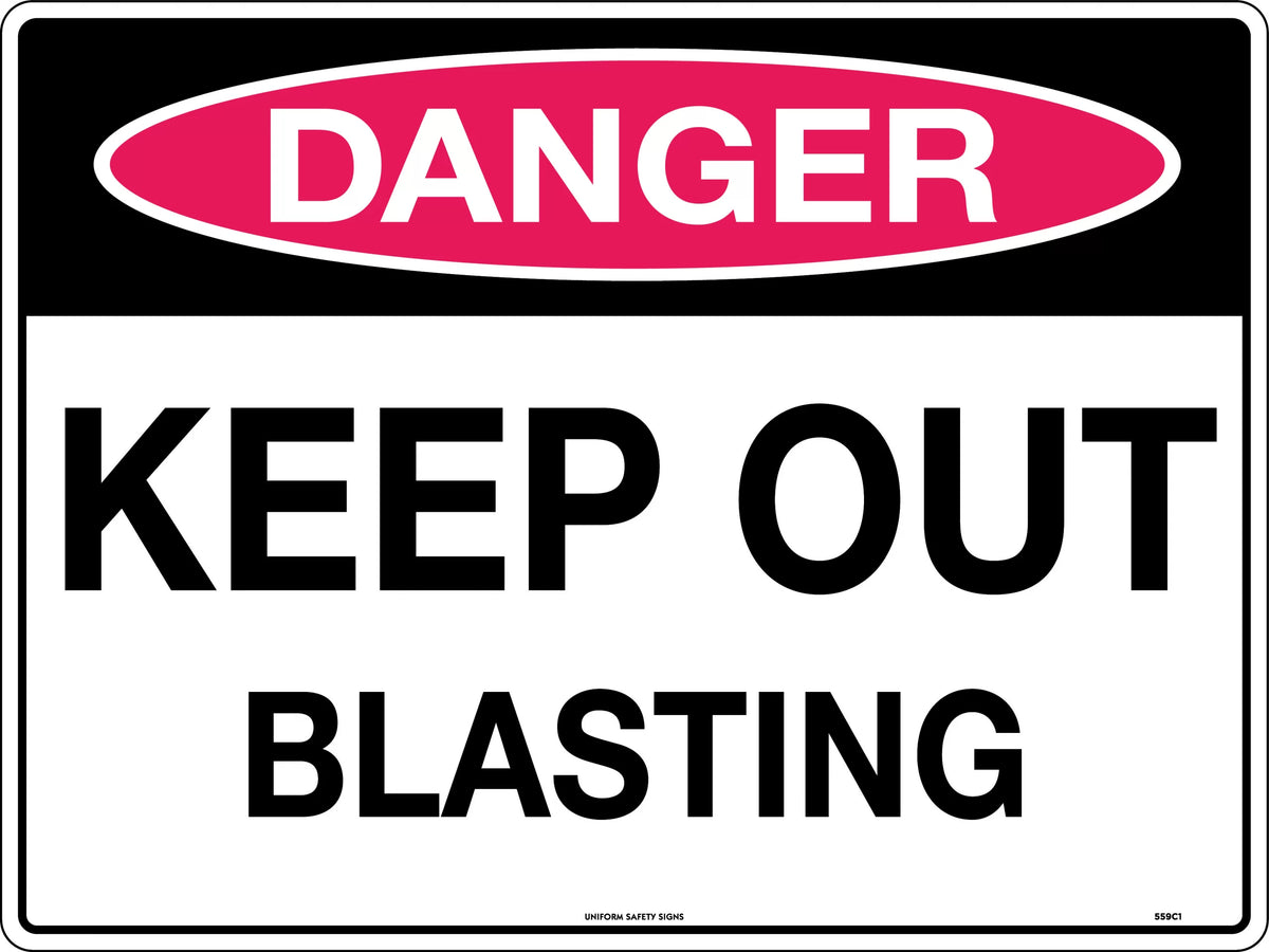 Metal Danger Keep Out Blasting Sign | Mining Sites | Uniform Safety Signs