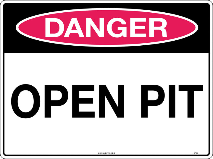 450x300mm Metal Danger Open Pit Class 1 Safety Sign