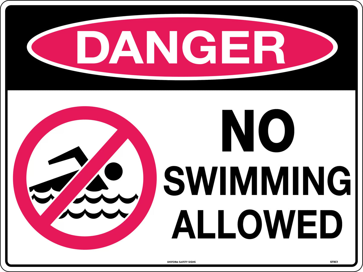 Metal Danger No Swimming Allowed | Mining and Construction | Uniform Safety Signs