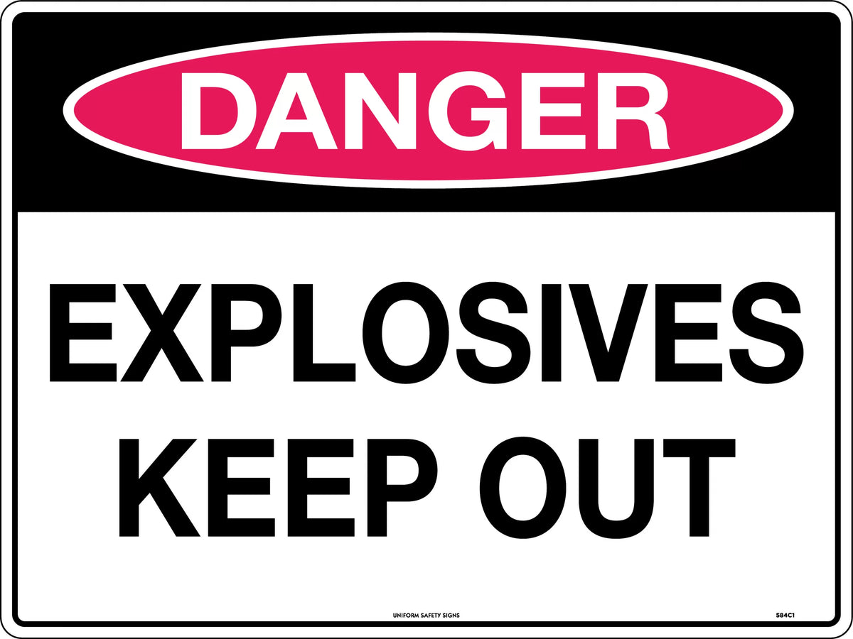 600x400mm Metal Explosives Sign | Mining & Construction | Uniform Safety Signs