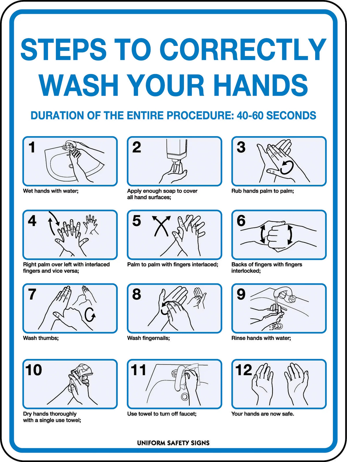 Polypropylene Handwashing Guide | Hygiene Stations | Uniform Safety Signs