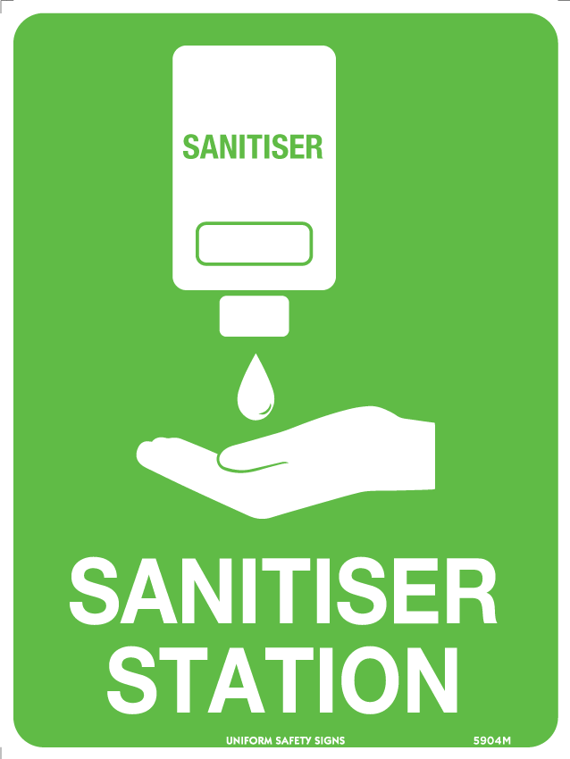 Poly Sanitiser Station | First Aid Facilities | Uniform Safety Signs