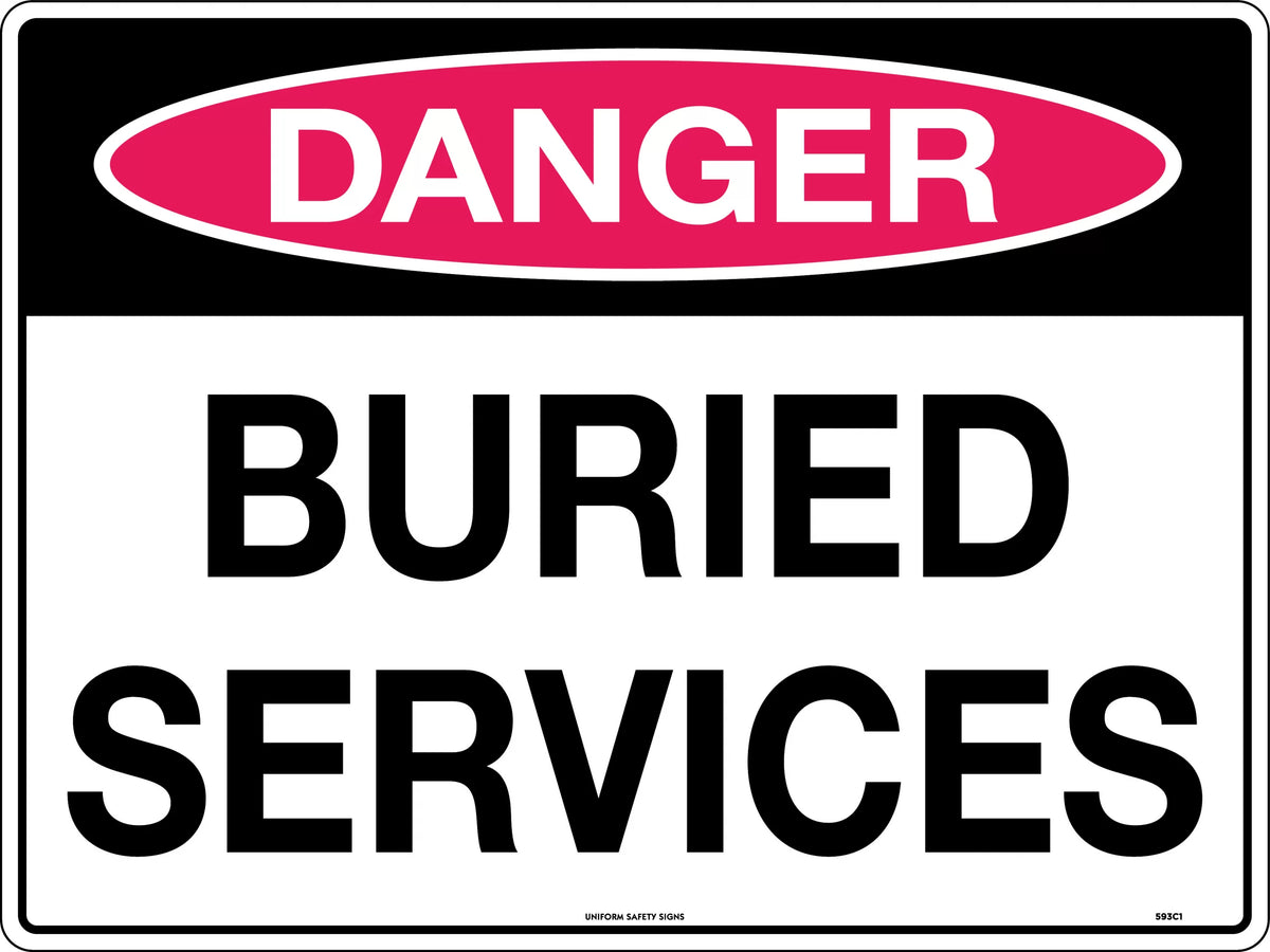 Metal Danger Buried Services Sign | Construction Sites | Uniform Safety Signs
