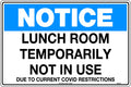 Lunch Room Closure Notice | Workplace Facilities | Uniform Safety Signs