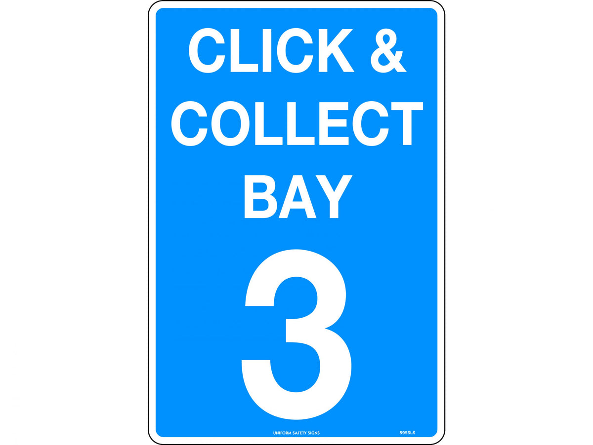 Metal Click and Collect Bay 3 Sign | Retail Parking | Uniform Safety Signs