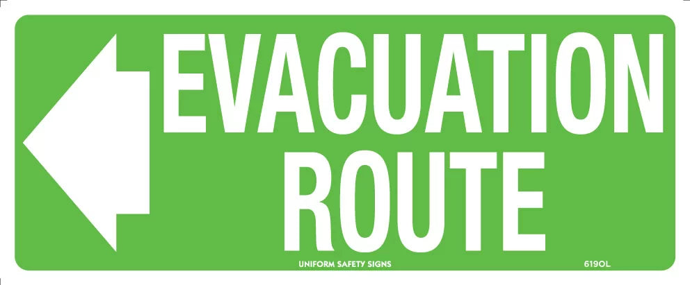 Poly Evacuation Route Left Arrow | Industrial Facilities | Uniform Safety Signs