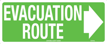 350x145mm Evacuation Route Sign | Industrial Facilities | Uniform Safety Signs