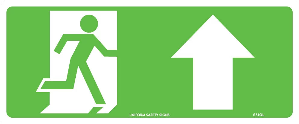 Luminous Running Man Arrow Up | Emergency Egress | Uniform Safety Signs
