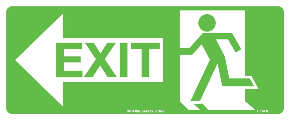 Running Man Exit Left Arrow | Emergency Egress | Uniform Safety Signs