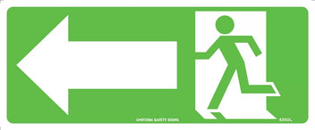 350x145mm Running Man Left Sign | Emergency Exits | Uniform Safety Signs