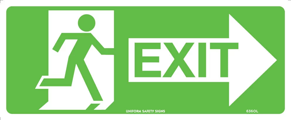 Luminous Exit Right Arrow Sign | Emergency Egress | Uniform Safety Signs