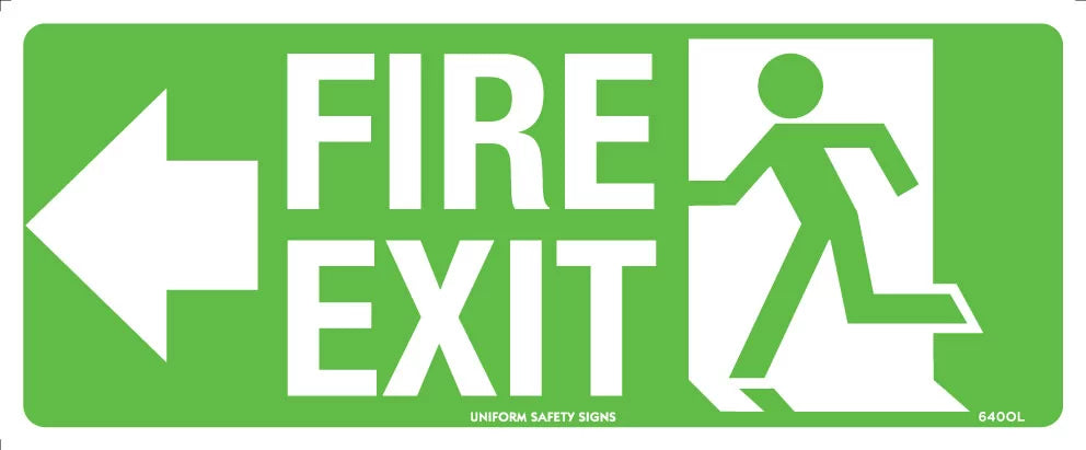 Poly Fire Exit Left Arrow | Commercial Buildings | Uniform Safety Signs