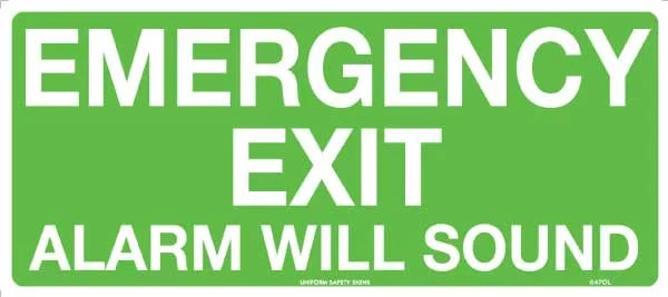 Luminous Emergency Exit Alarm Sign | Industrial Facilities | Uniform Safety Signs
