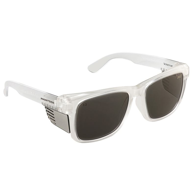 Frontside Safety Glasses - Smoke - Clear Frame