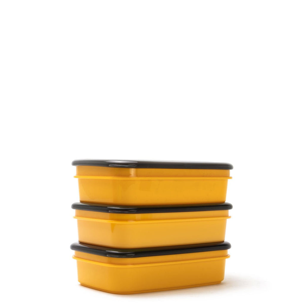 Rugged Xtremes 3 x 650ml REUSABLE CRIB CONTAINER SET BPA Free Vac Seal YELLOW