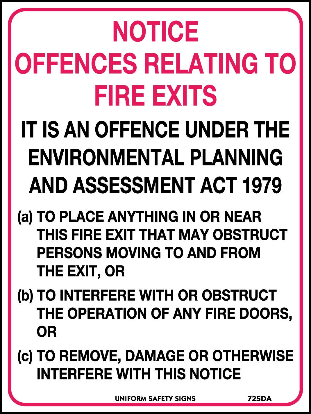 AS1319-1994 Fire Exit Notice | Industrial Facilities | Uniform Safety Signs