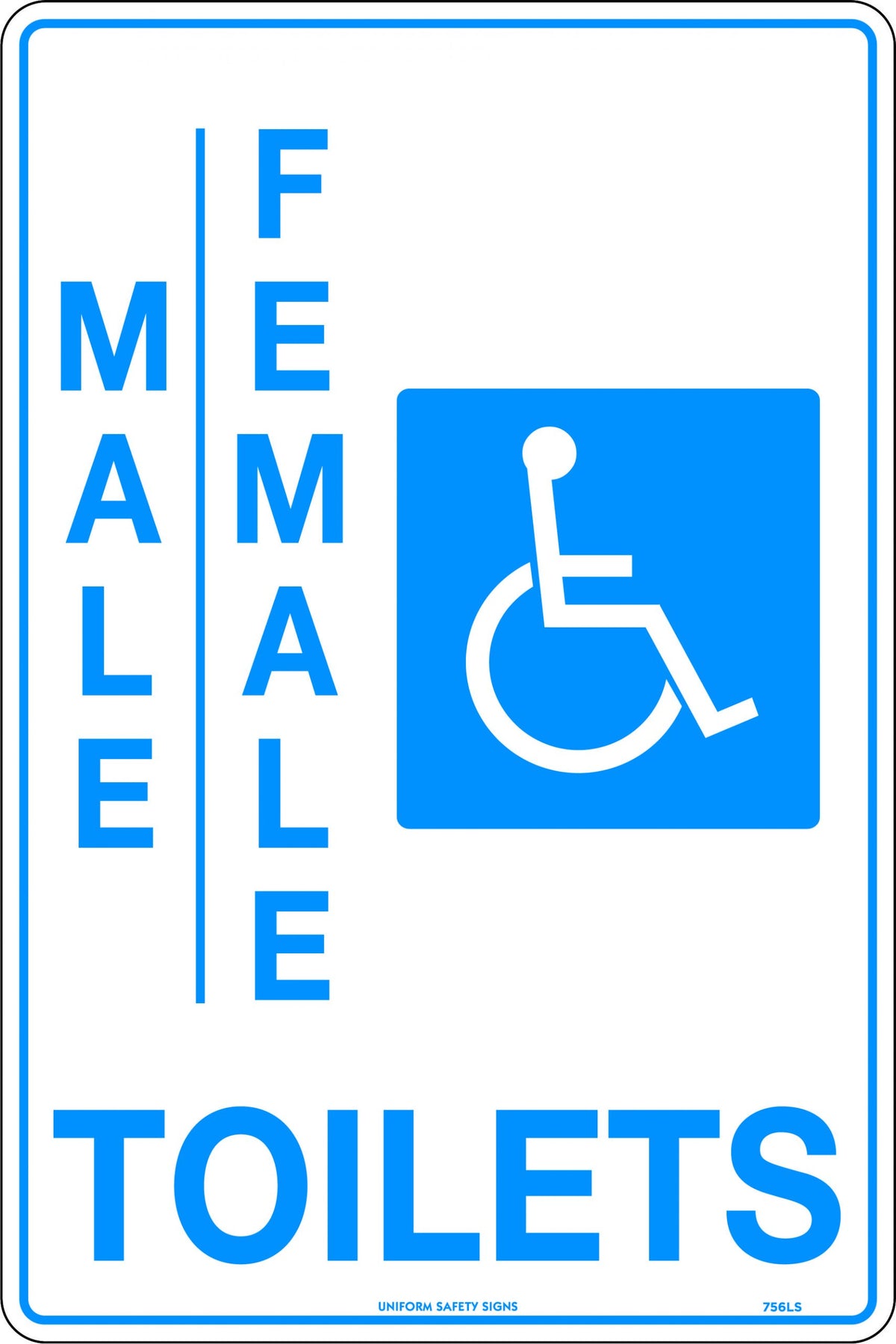 140x120mm Self Adhesive Male Female and Disabled Toilets Sign - Pkt Of 4 | Uniform Safety Signs