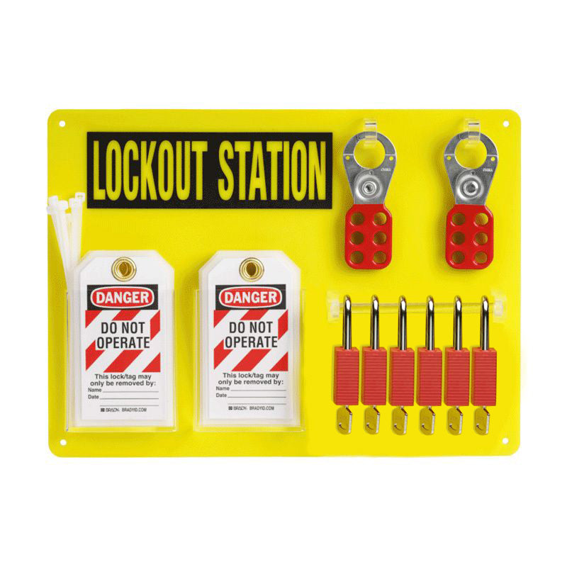 Brady Lockout Station Board Kit With 6 Padlocks | Yellow