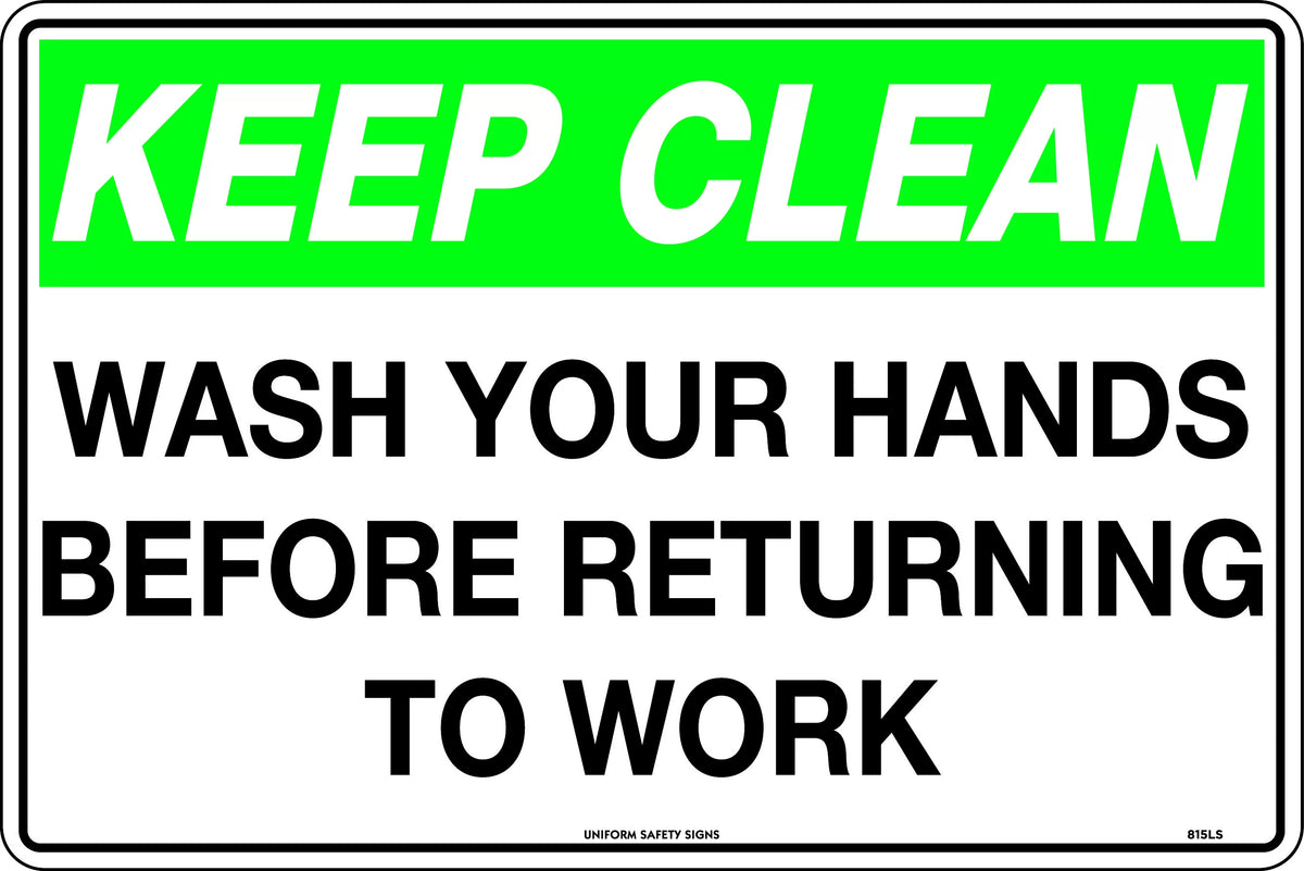 Polypropylene Hand Wash Sign | Food Processing & Warehousing | Uniform Safety Signs