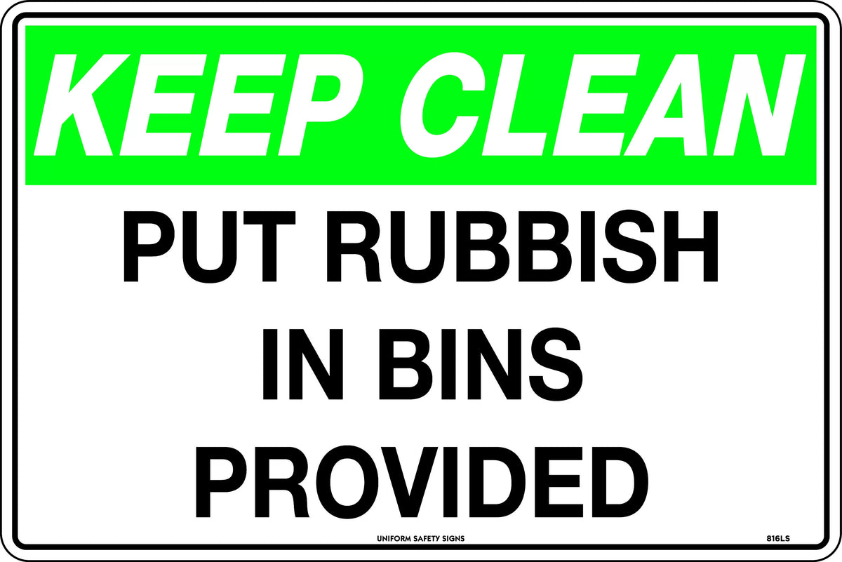 Poly Keep Clean Sign | Warehouse and Site Waste | Uniform Safety Signs