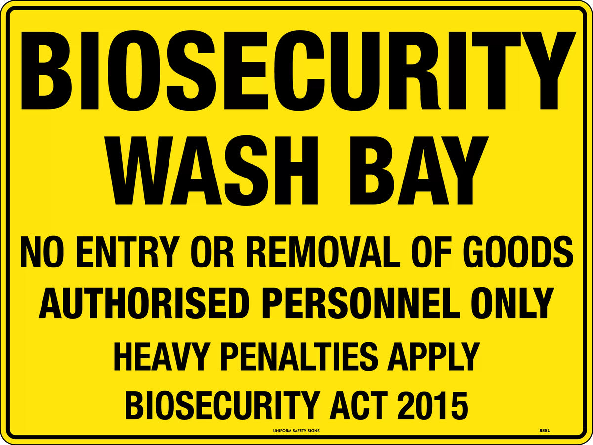 600x400mm Biosecurity Wash Bay Sign | Farm & Site Entry | Uniform Safety Signs