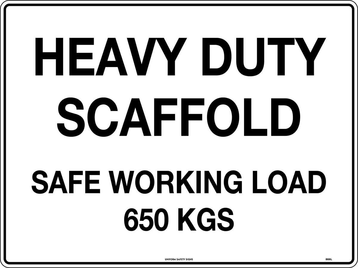 650kg SWL Scaffold Sign | Construction Sites | Uniform Safety Signs