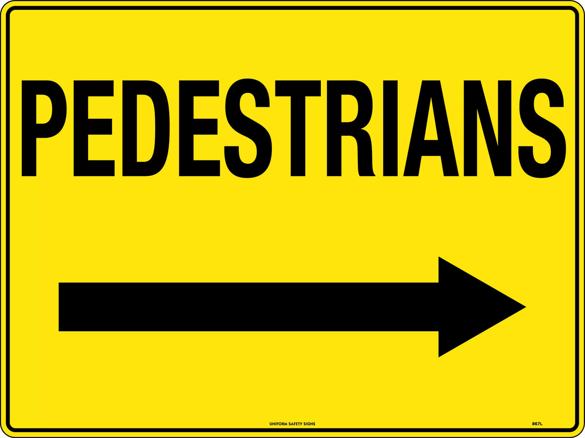 600x400mm Pedestrian Direction Sign | Warehouse Traffic | Uniform Safety Signs