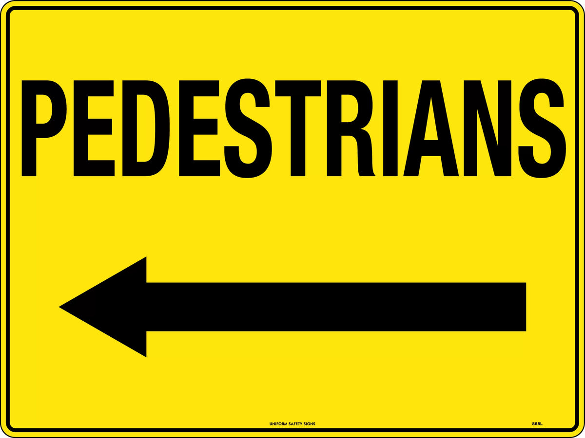Corflute Pedestrian Left Arrow | Site Traffic Control | Uniform Safety Signs