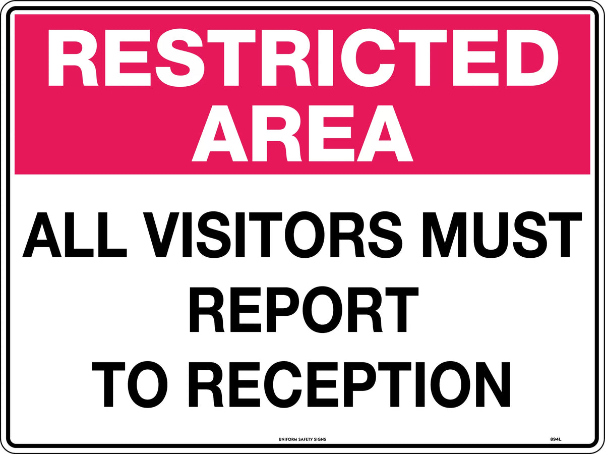 Poly Restricted Area Sign | Reception Entry | Uniform Safety Signs