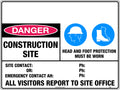 600x400mm Corflute Mandatory Sign | Construction Sites | Uniform Safety Signs