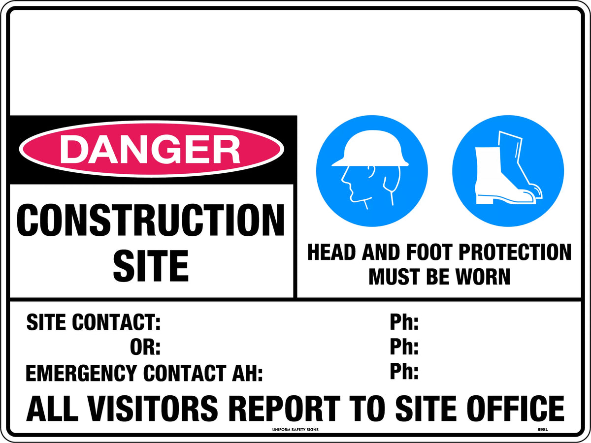 600x400mm Corflute Mandatory Sign | Construction Sites | Uniform Safety Signs