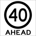900x600mm 6mm Corflute Class 1 Reflective 40km Roundel Ahead Sign