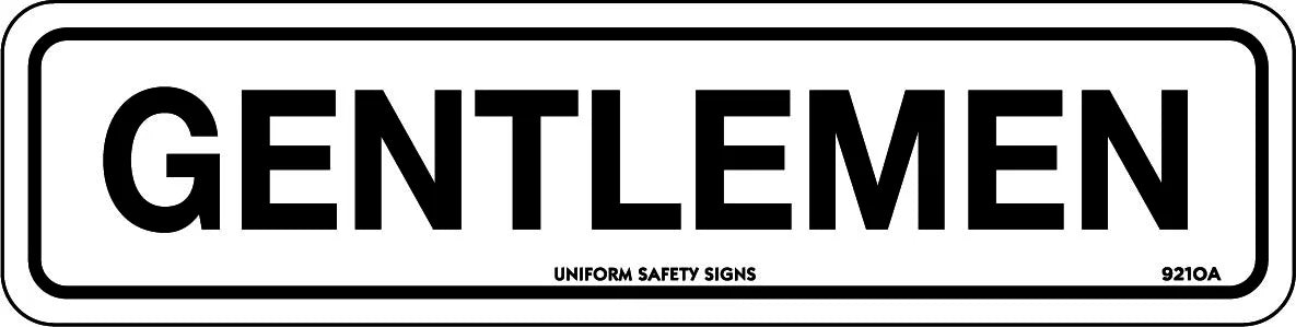 300x100mm Gentlemen Sign | Office and Facility Use | Uniform Safety Signs